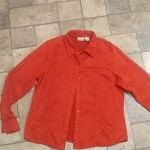Orange women's large long sleeve button down shirt